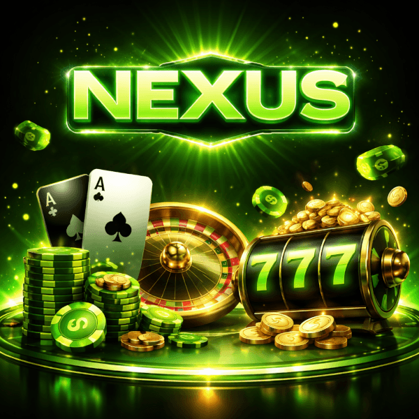 NEXUS casino homepage featuring vibrant game tiles and instant access to popular play options